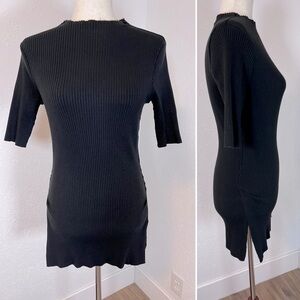 Seed Heritage Thick Rib Knit Short Sleeve Long Split Hem Tee